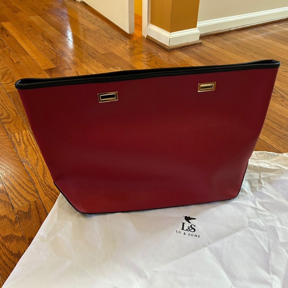 Lo & Sons Seville 13” Shell - Red Saffiano Leather - Rare Color